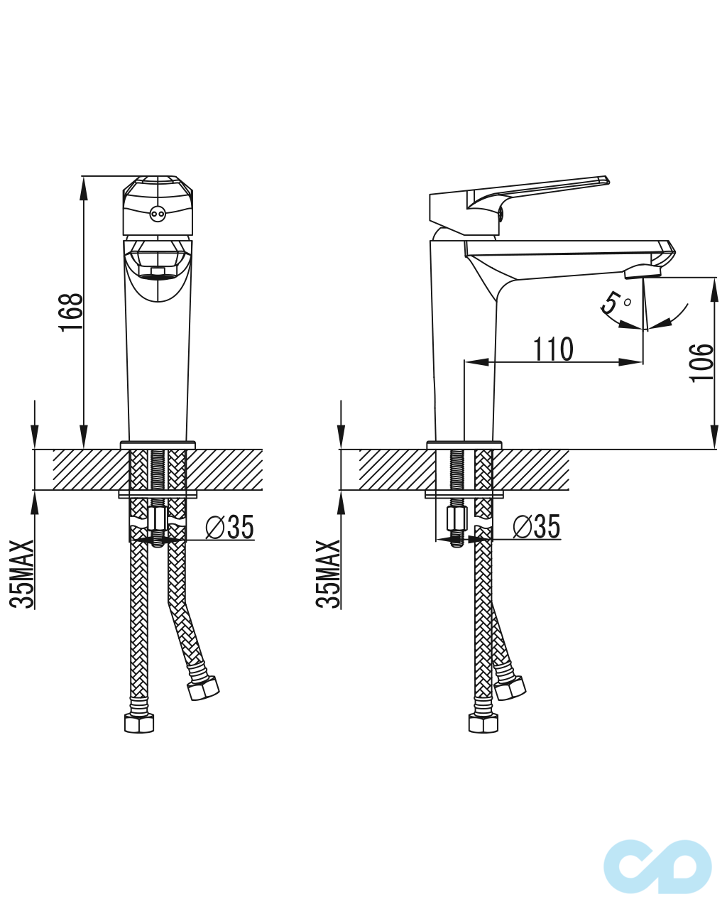 креслення Змішувач для раковини Imprese Barka 05265