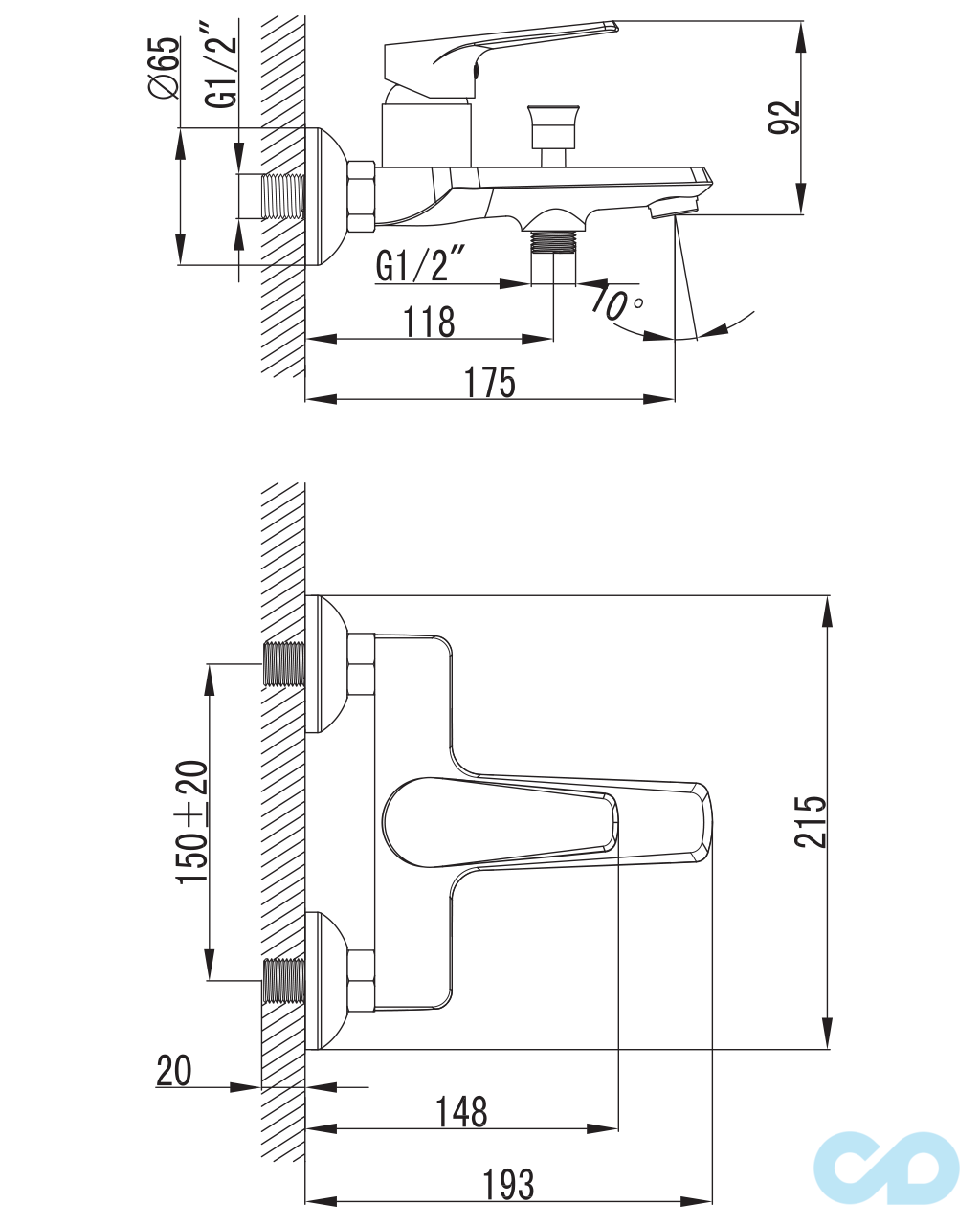 розмір змішувач для ванни і душа imprese barka 10265