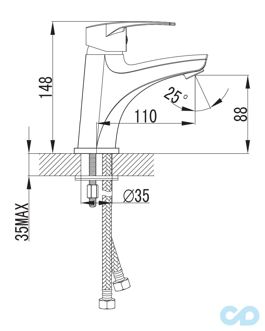 креслення Змішувач для раковини Imprese Lidice 05095 (M