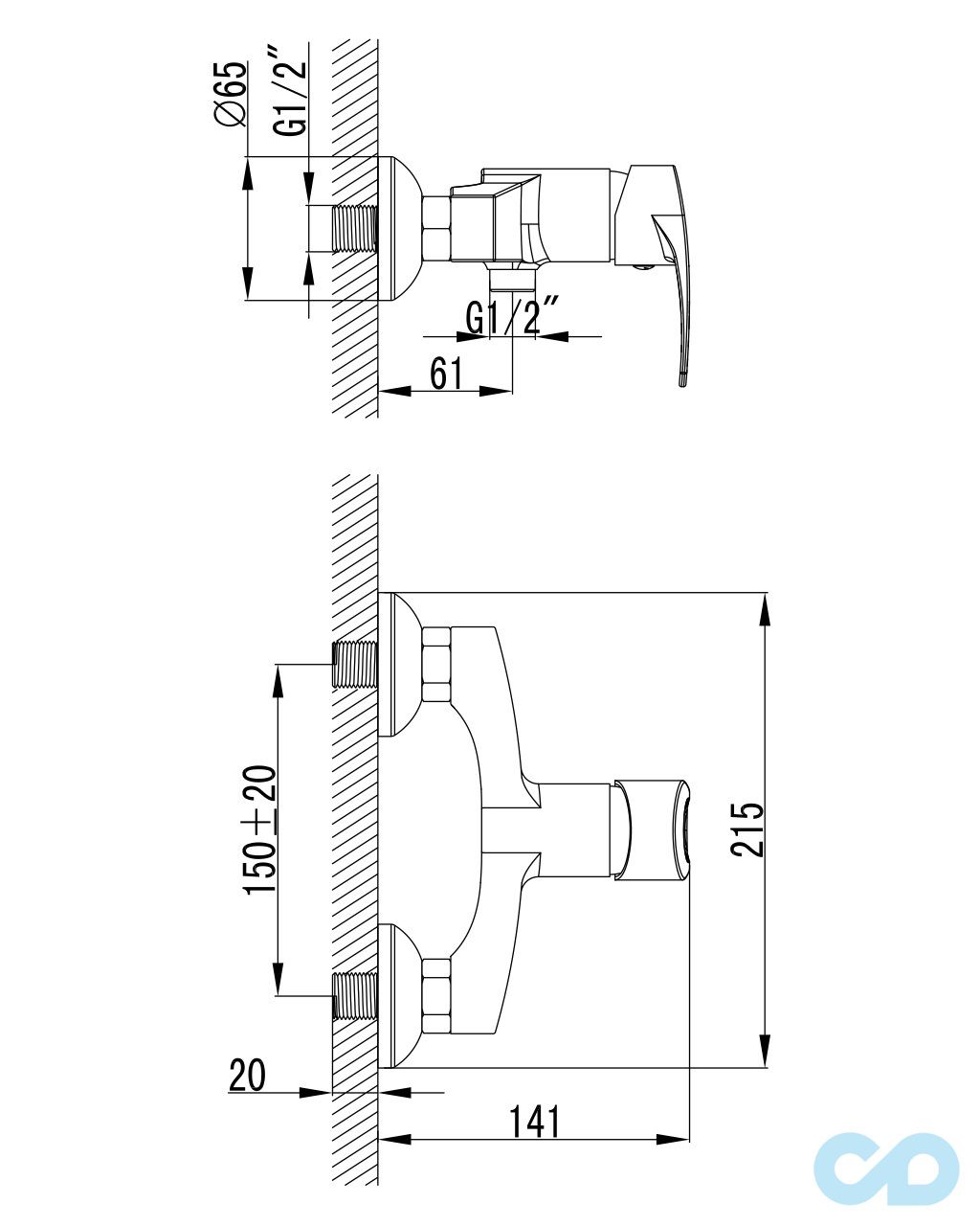 размер смеситель для душа imprese lidice 15095