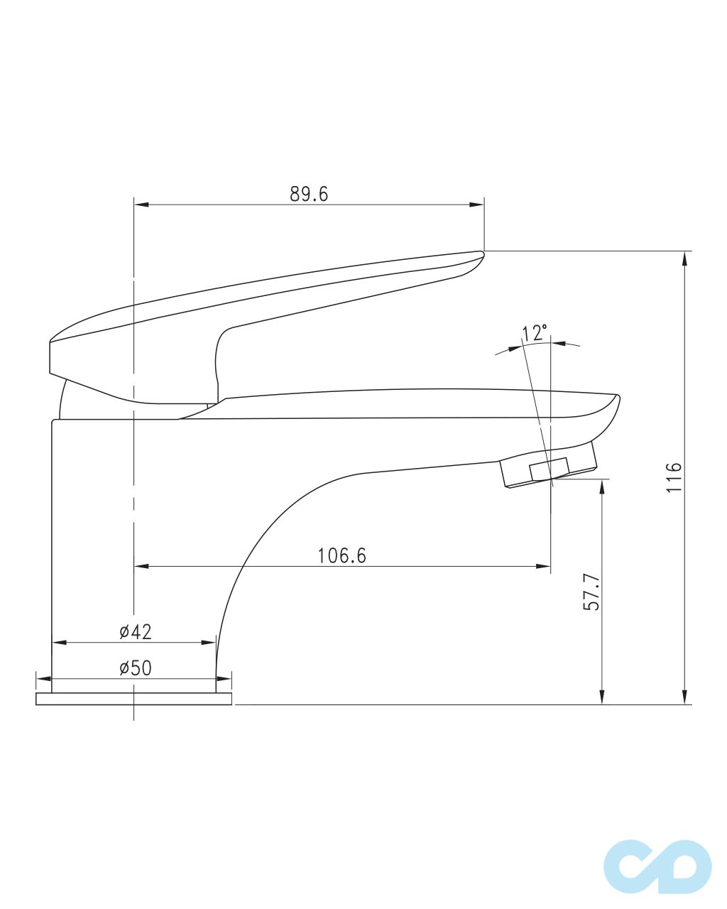креслення Змішувач для раковини Imprese Praha New 05030new