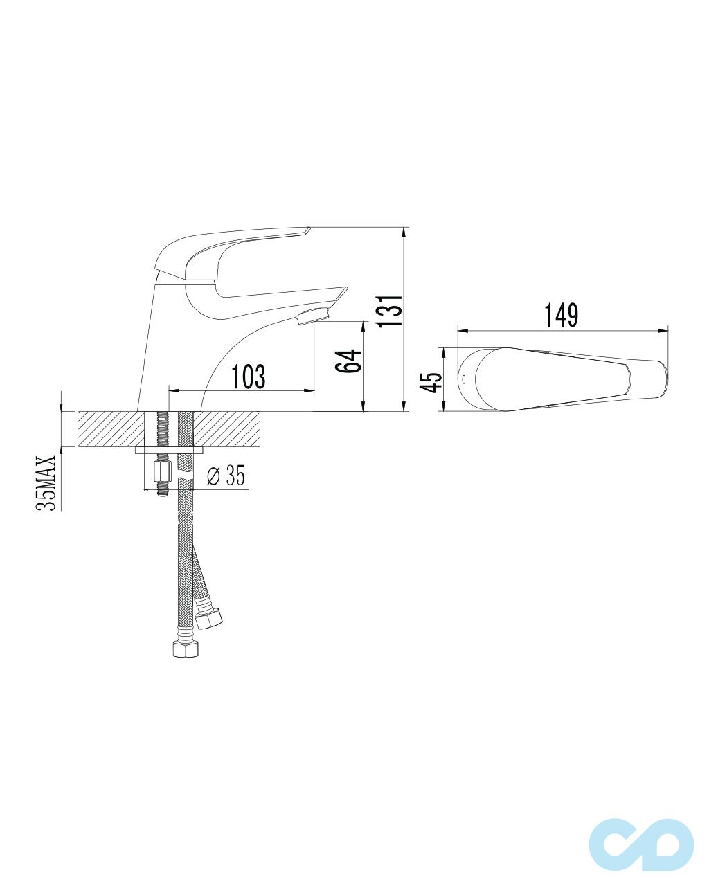 креслення Змішувач для раковини Imprese Krinice 05110