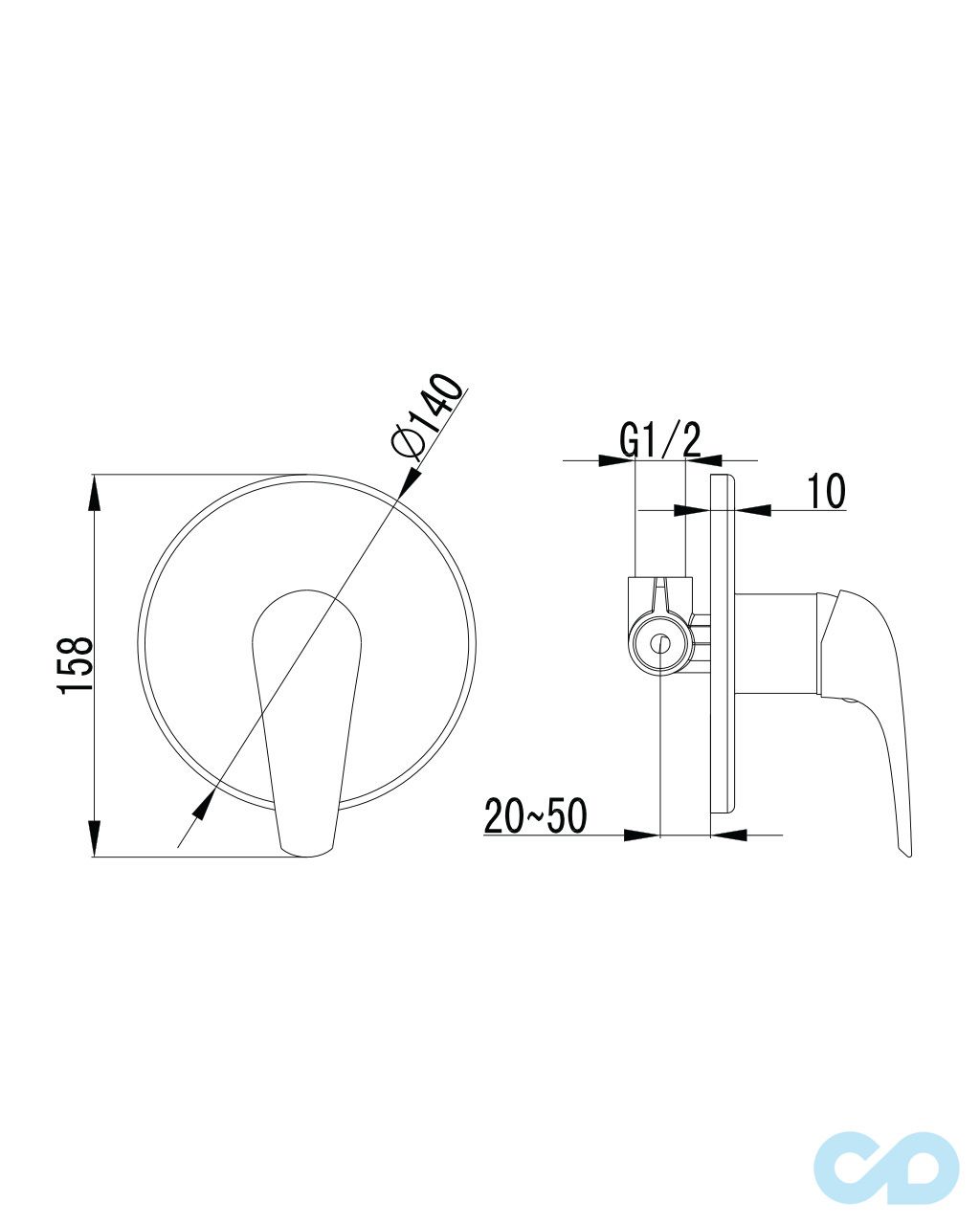 креслення Змішувач для душа Imprese Krinice VR-15110 (Z