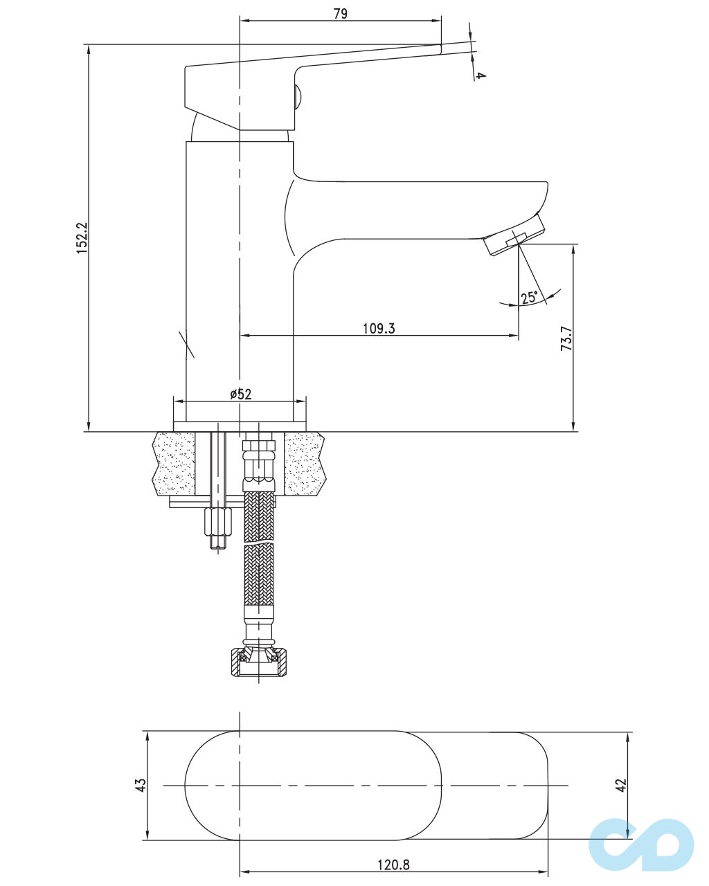 креслення Змішувач для раковини Imprese Laska 05040S