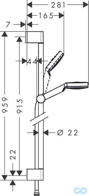 креслення Душовий набір Hansgrohe Crometta 26537400