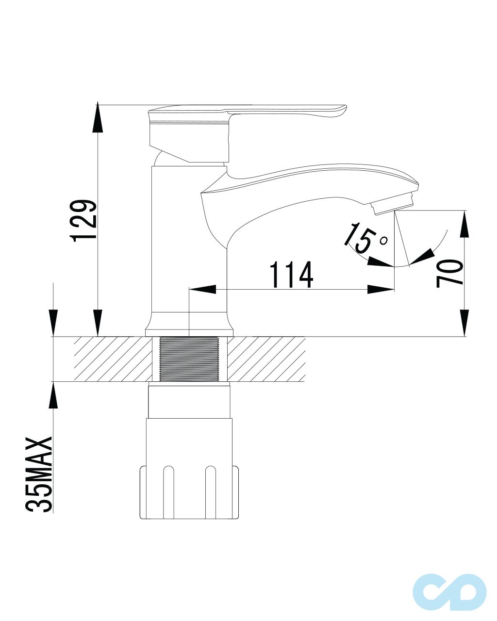 креслення Змішувач для раковини Imprese Mze 05130