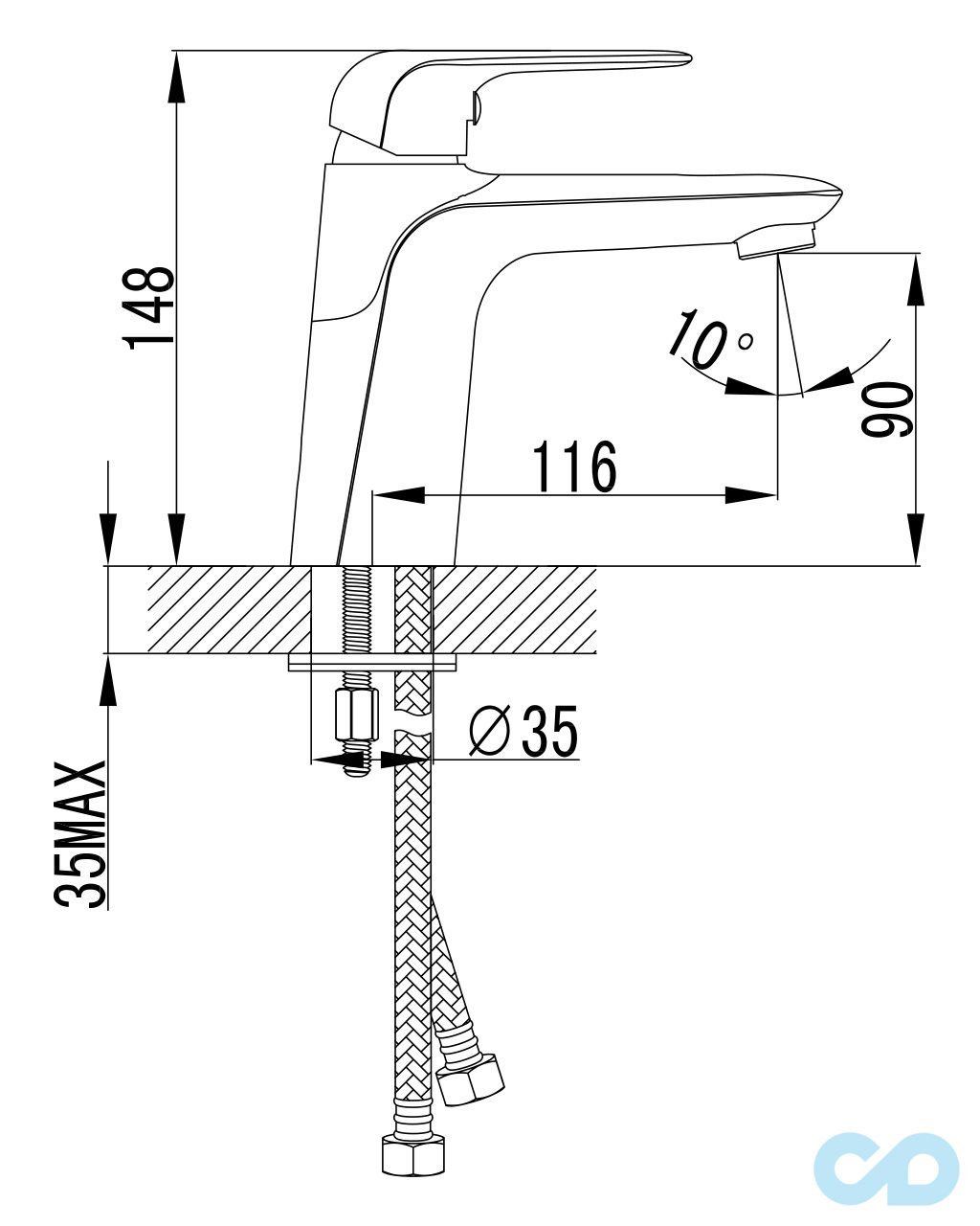креслення Змішувач для раковини Imprese Nova Opava 05075 