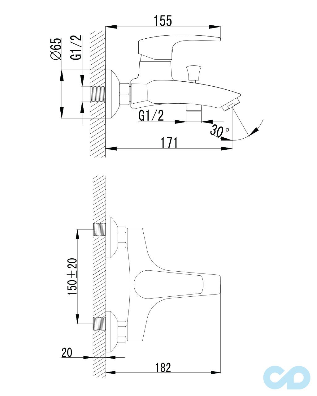 розмір змішувач для ванни imprese jesenik 10140