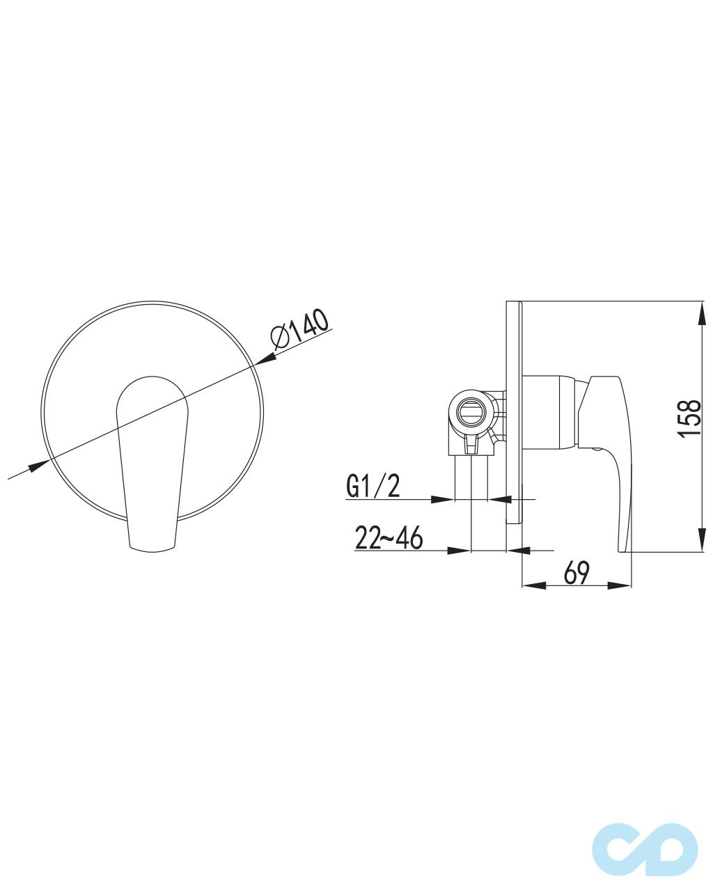 креслення Змішувач для душа Imprese Jesenik VR-10140 (Z