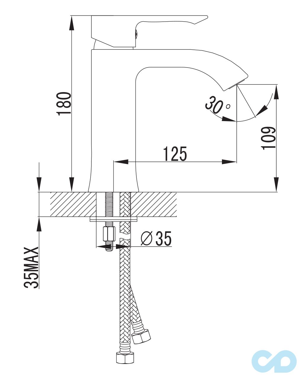 креслення Змішувач для раковини Imprese Vyskov 05340