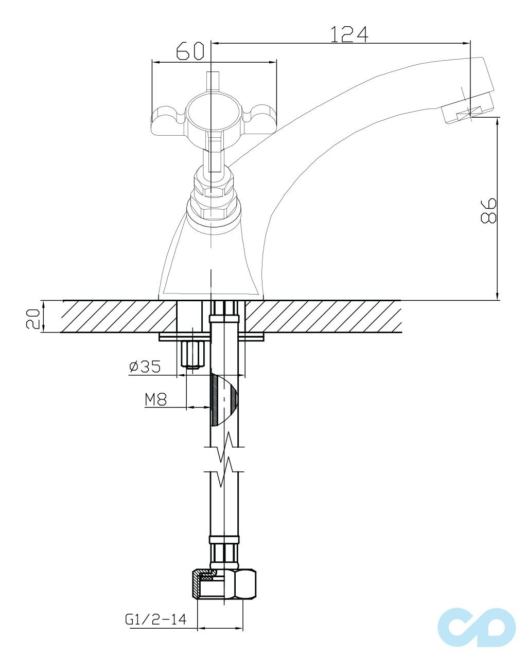размер смеситель для раковины imprese cuthna 05280 stribro