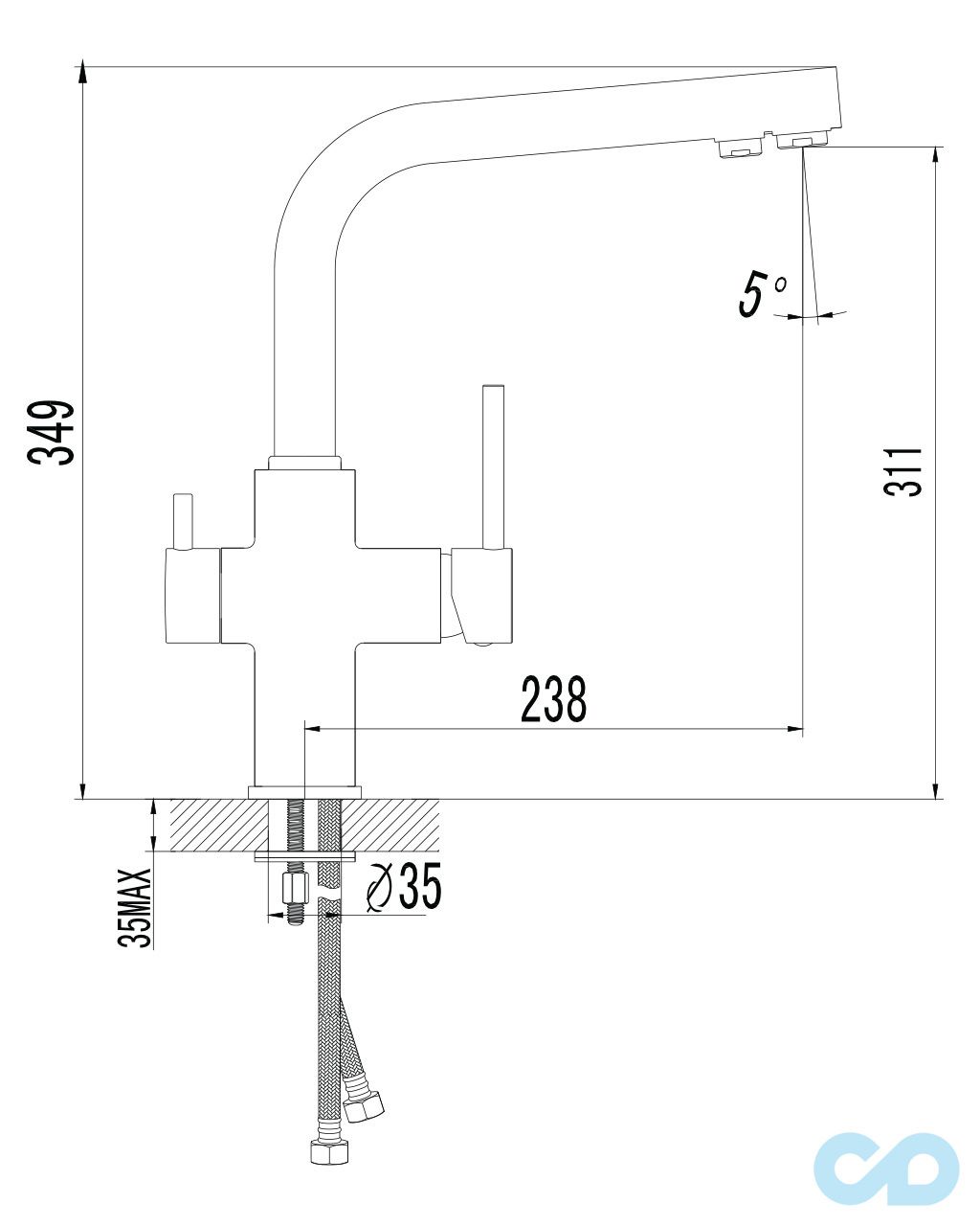 размер смеситель для кухни imprese daicy 55009s-f
