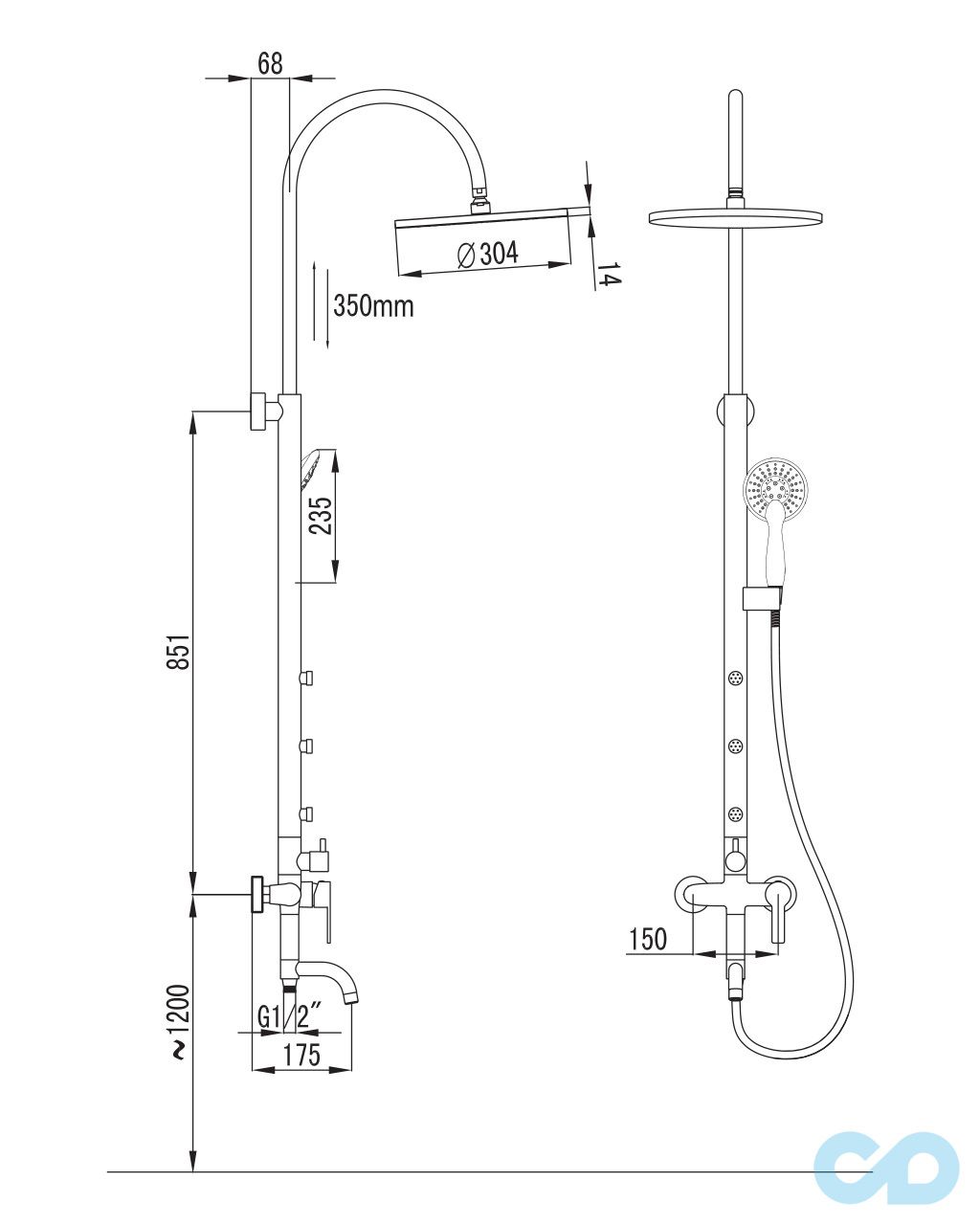 креслення Душова система Imprese Nahoru T-10500