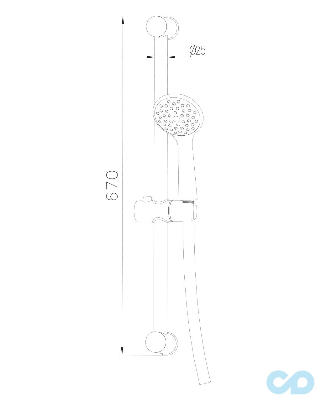 креслення Душовий гарнітур Imprese R670SD + 1115 + W100SL1