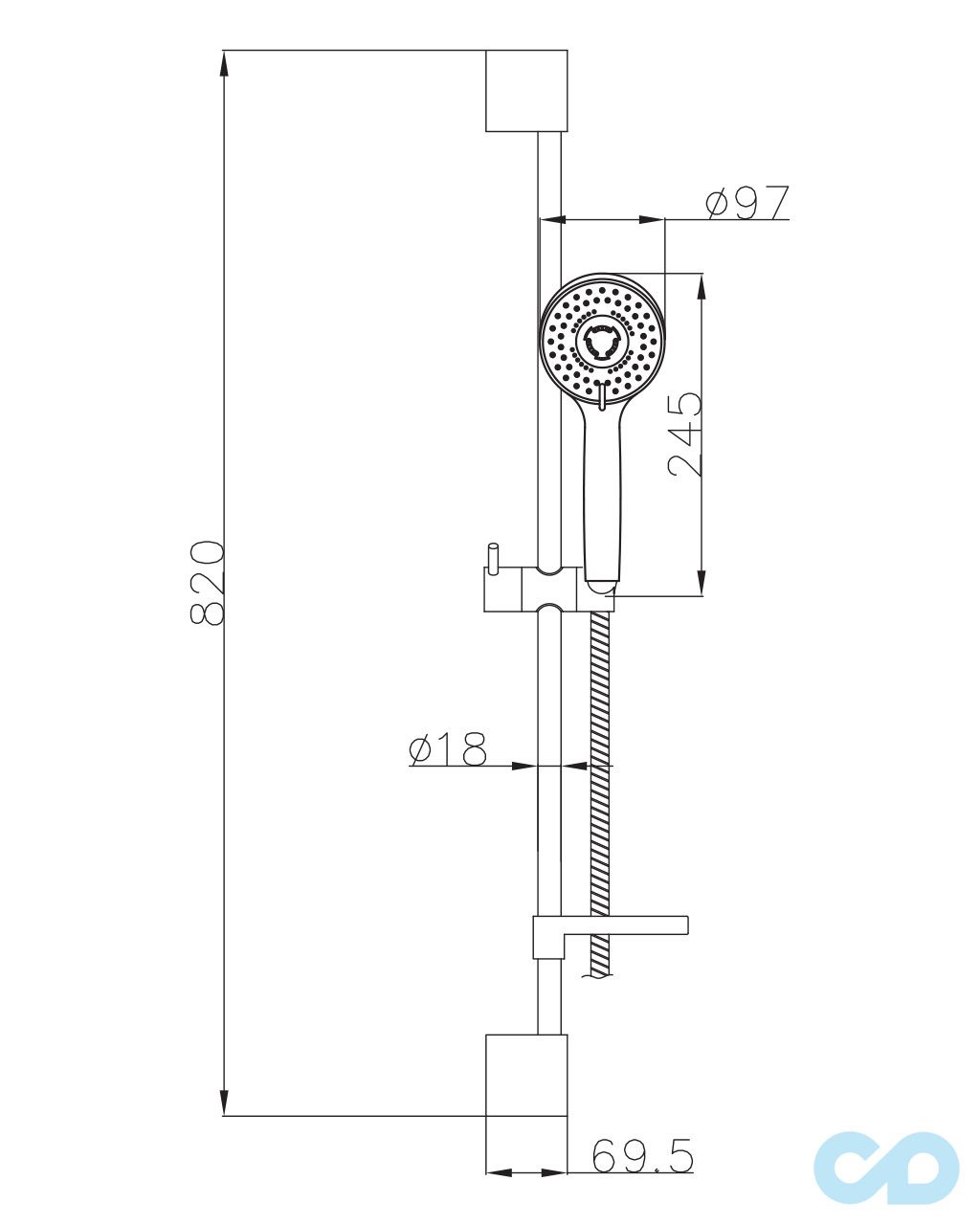 креслення Душовой гарнітур Imprese Dobrany 8210003