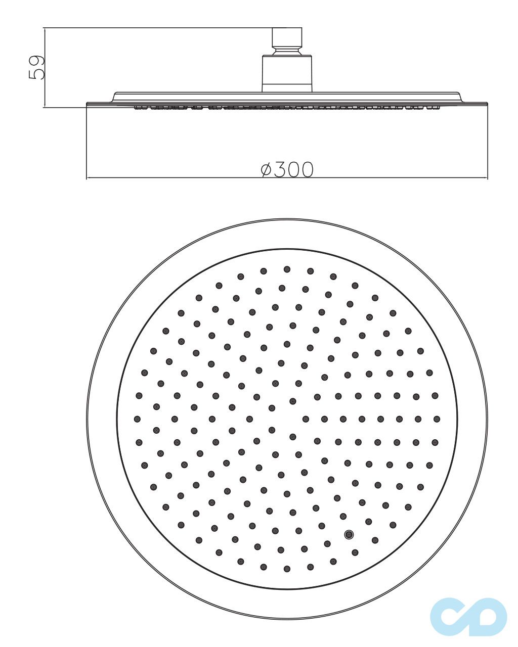 чертеж Верхний душ Imprese S300