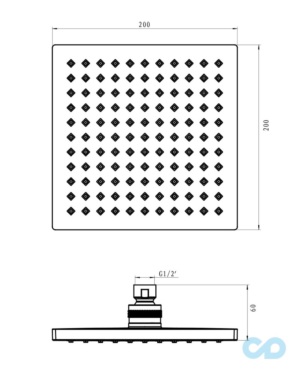 креслення Верхній душ Imprese SQ200