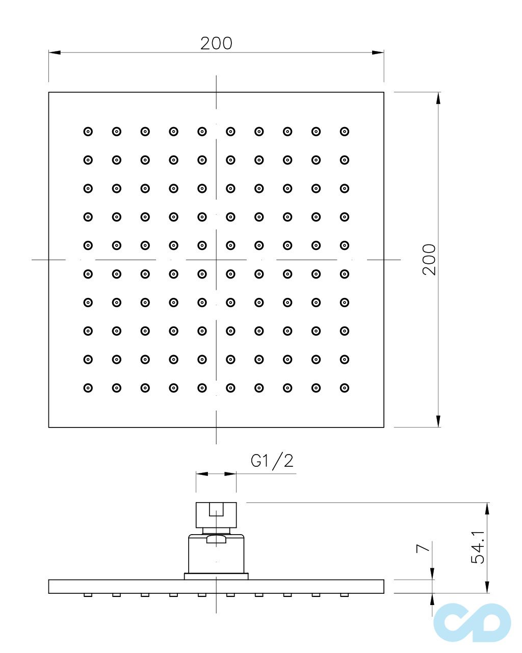 креслення Верхній душ Imprese SQ200B