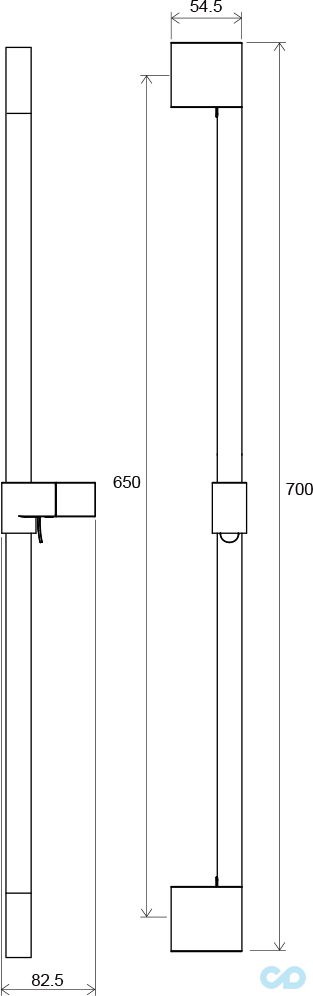 креслення Тримач для душа Ravak Chrome 974.00
