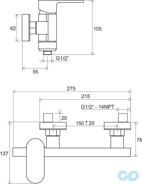 розмір змішувач для душа ravak chrome cr 032.00