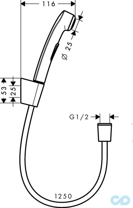 креслення Гігієнічний душ Hansgrohe Bidette 32129000