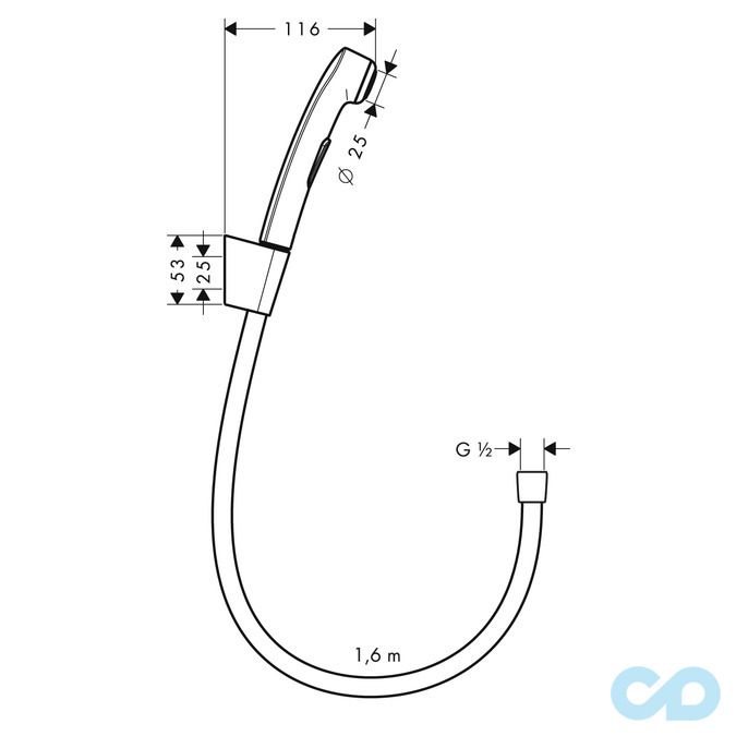 креслення Гігієнічний душ Hansgrohe Bidette 32128000