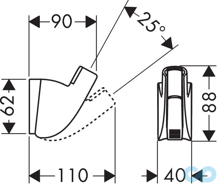 креслення Тримач ручного душу Hansgrohe PorterA 27520000