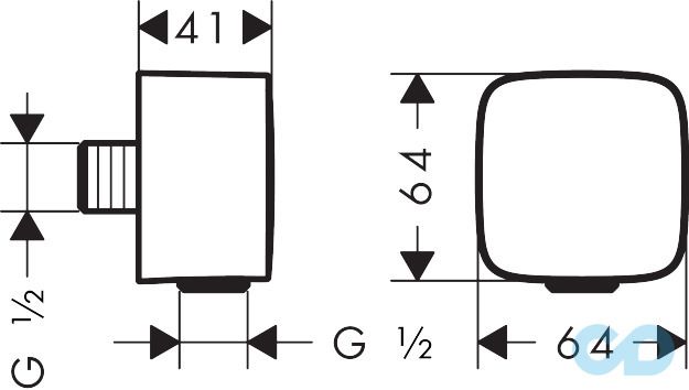 креслення Шланговое під'єднання Hansgrohe Fixfit 26457000