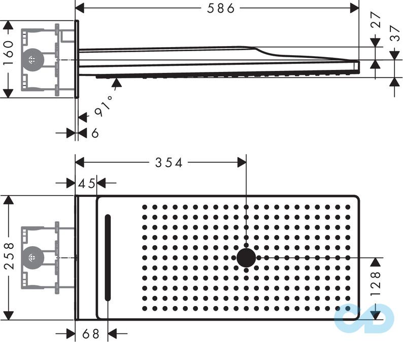 креслення Верхній душ Hansgrohe Rainmaker Select 24011400