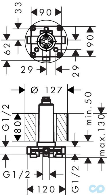 креслення Прихована частина Hansgrohe Rainmaker Select 24010180