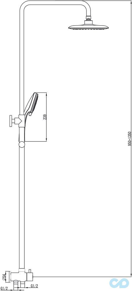 креслення Душова система Ravak DS 090.00