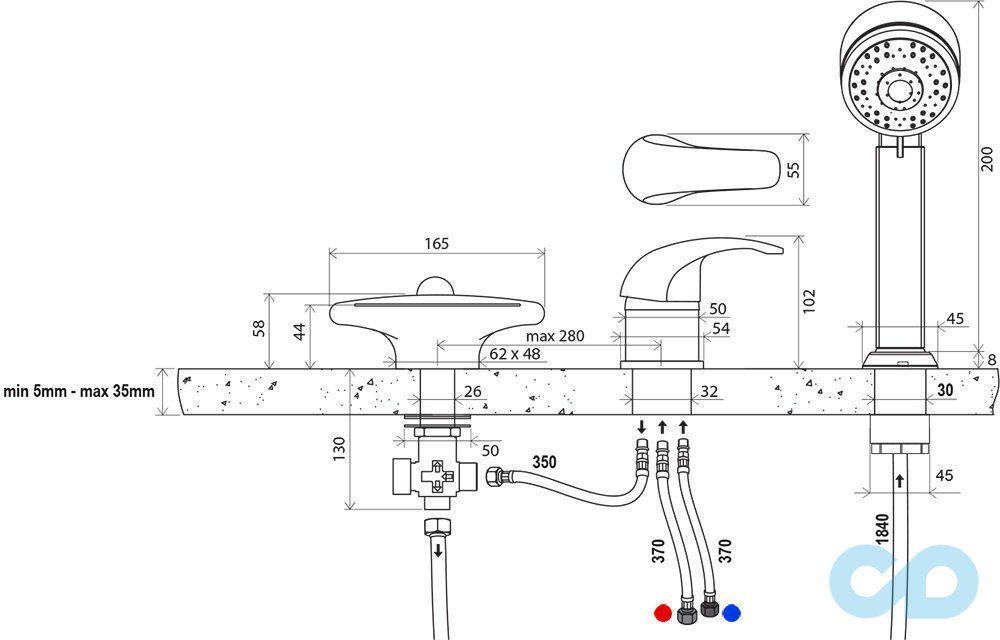 розмір змішувач для ванни ravak rosa rs 025.00