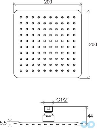 креслення Верхній душ Ravak Chrome Slim 982.01