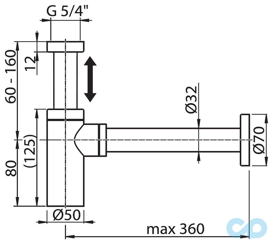 креслення Сифон для раковин Ravak