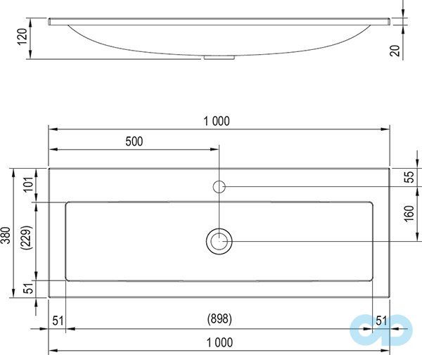 креслення Раковина Ravak Clear 1000