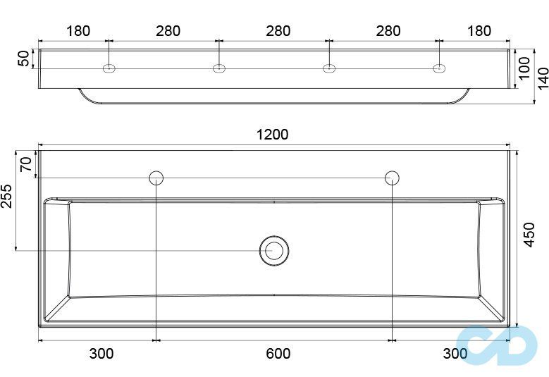 креслення Раковина Ravak Natural Duo 1200