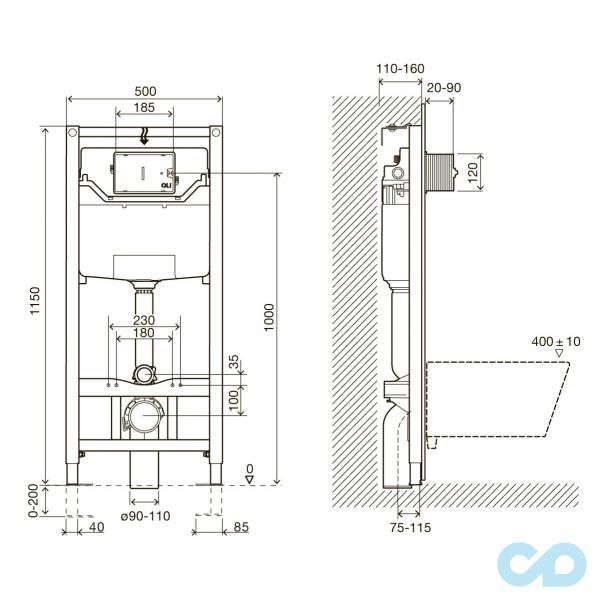 креслення Інсталяція для унітазу 3в1 Imprese i9109