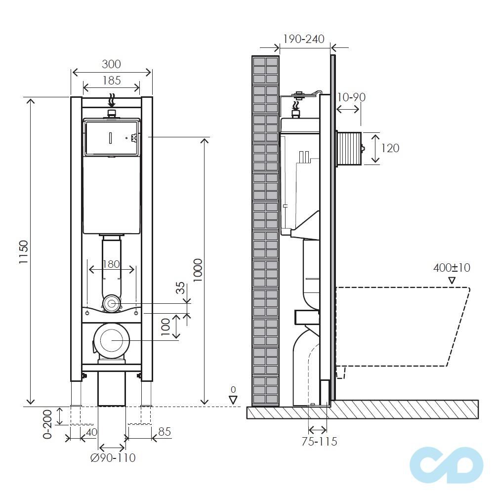 креслення Інсталяція для унітазу 3в1 Imprese i8130