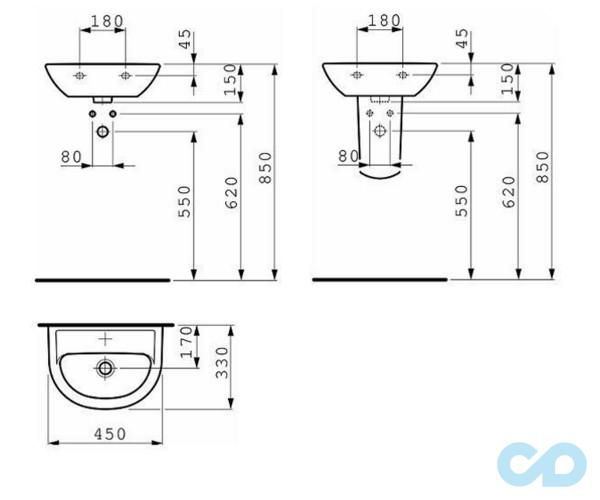 креслення Раковина Laufen Pro H8159520001041