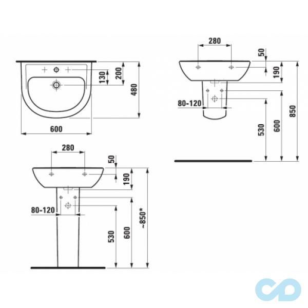 креслення Раковина Laufen Pro H8109520001041