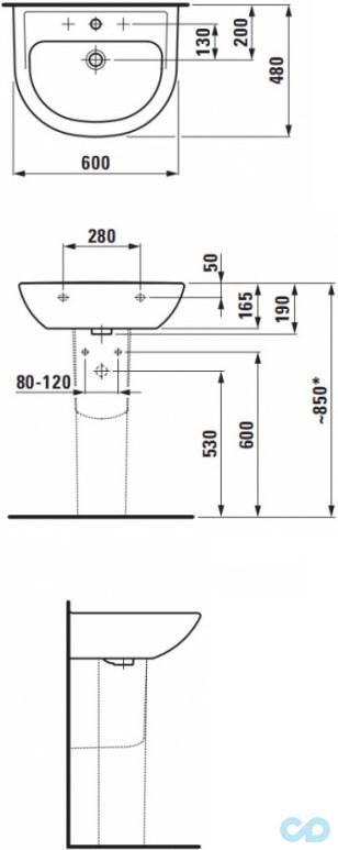 креслення Раковина Laufen Pro H8149520001041