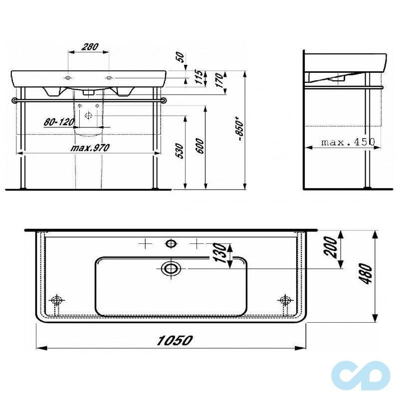 креслення Накладна раковина Laufen Pro H8139580001041