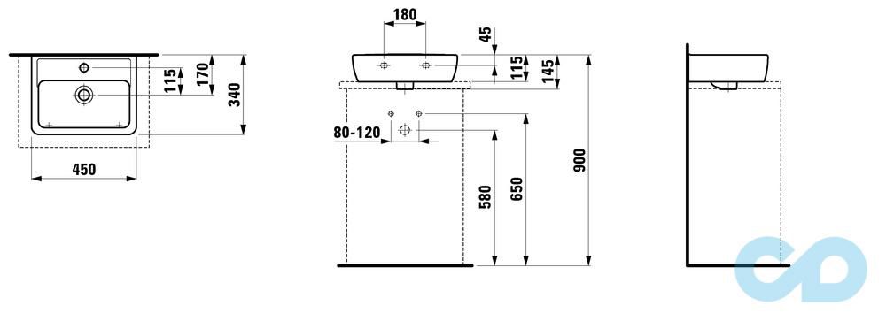 креслення Раковина Laufen Pro H8119520001041