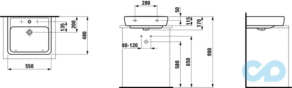 креслення Раковина Laufen Pro H8179510001041