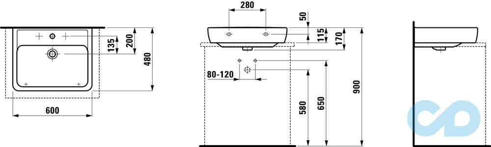 креслення Раковина Laufen Pro H8179520001041