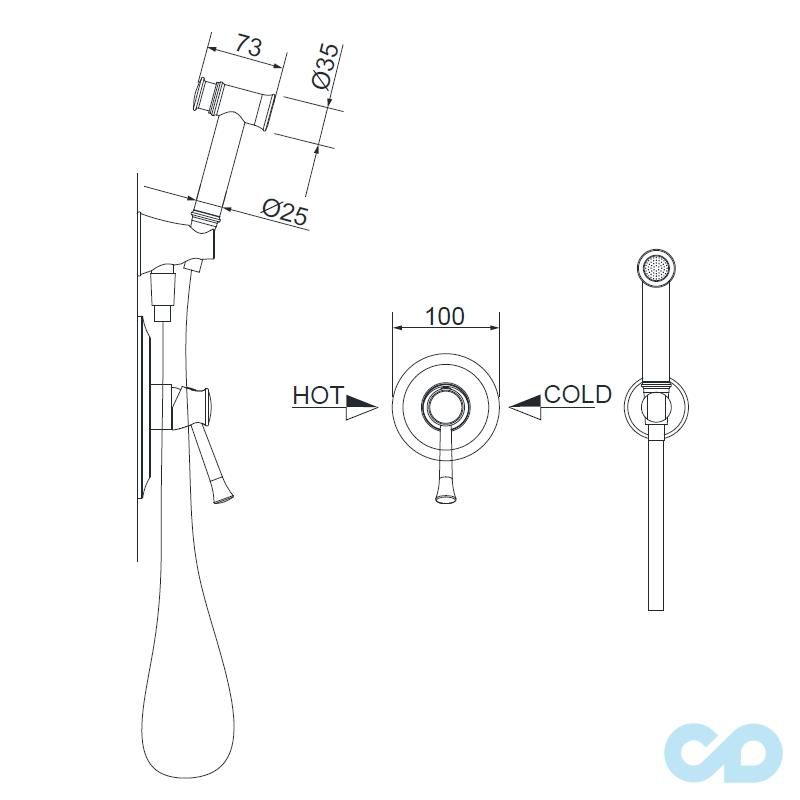 креслення Набір гігієнічного душа Imprese Podzima Zrala ZMK02170812