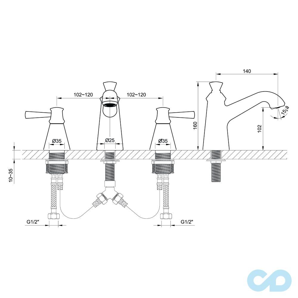 креслення Змішувач для раковини Imprese Podzima Zrala ZMK02170802