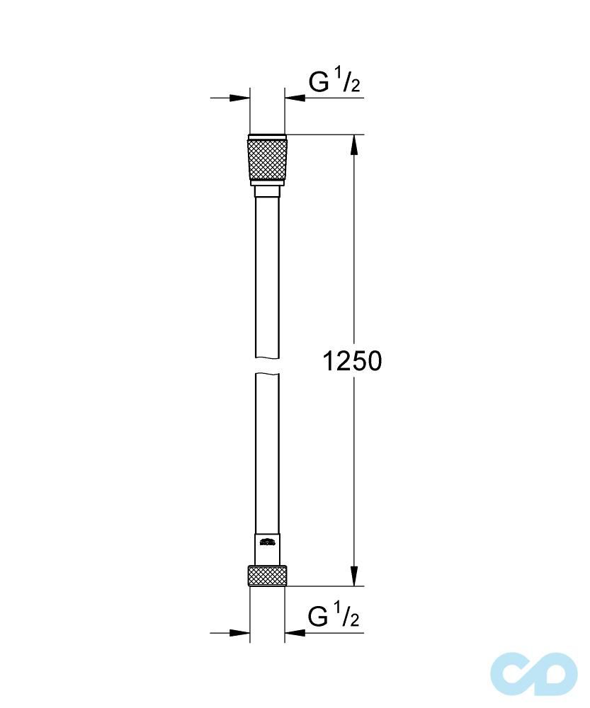 креслення Душовий шланг Grohe Silverflex 125 см 28362AL0