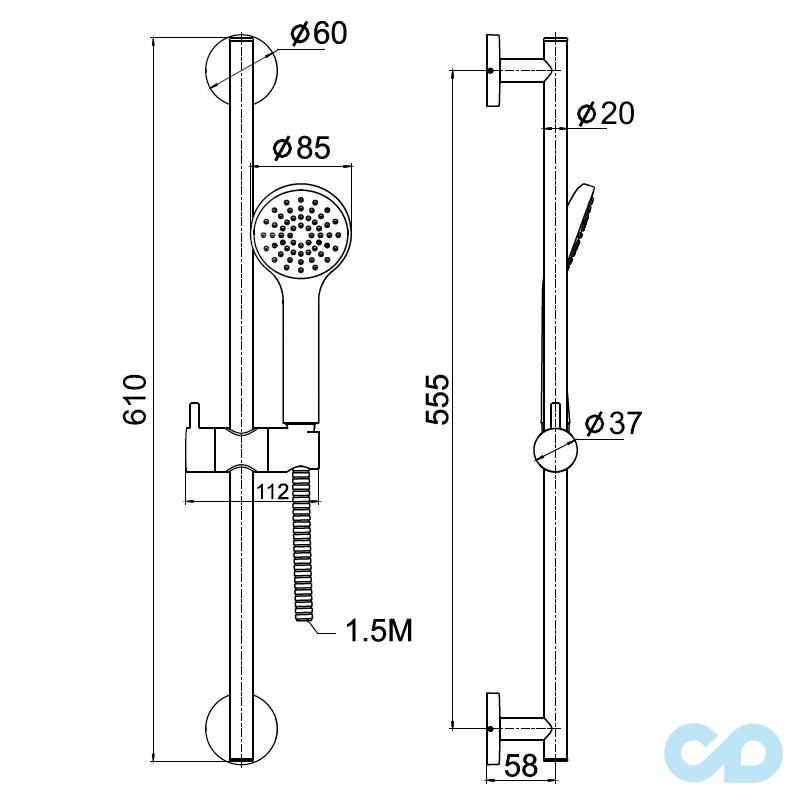 креслення Душовий гарнітур Imprese 6008501