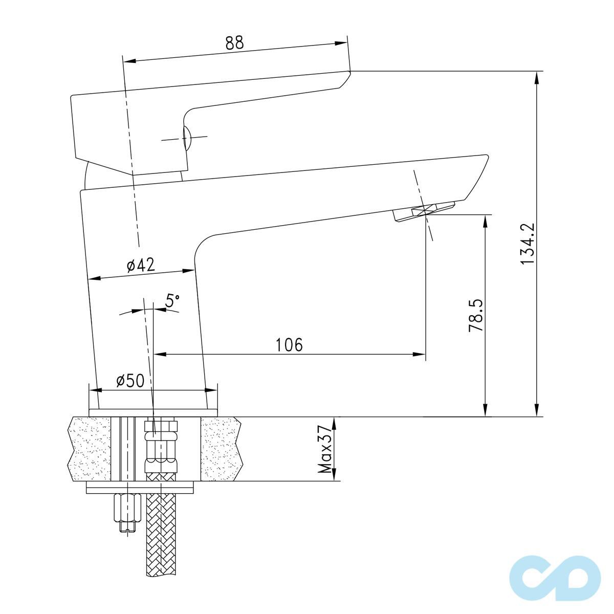 креслення Змішувач для раковини Imprese Breclav 05245W